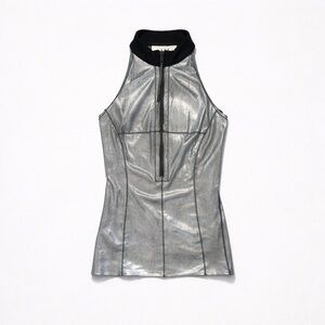 Illia Metallic Leather Halter Top